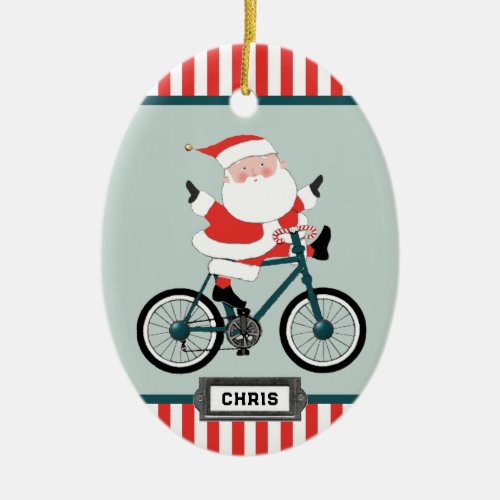 Cyclist Holiday Christmas Gift Ceramic Ornament