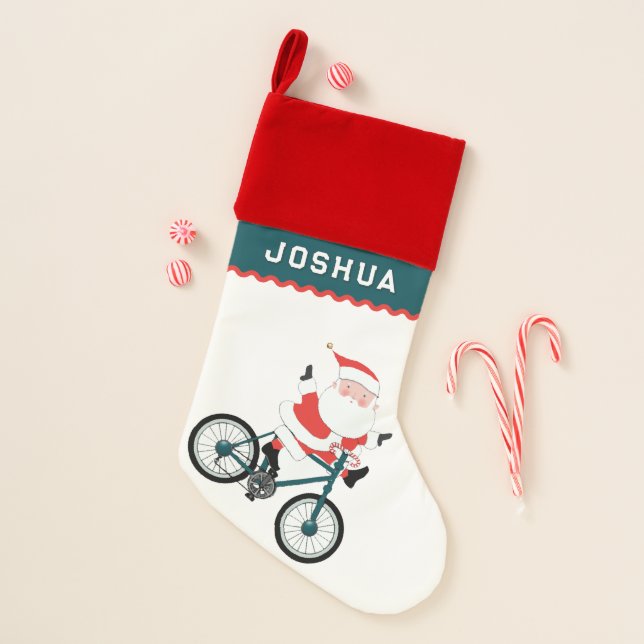 Cyclist Holiday Gift Christmas Stocking (Front)