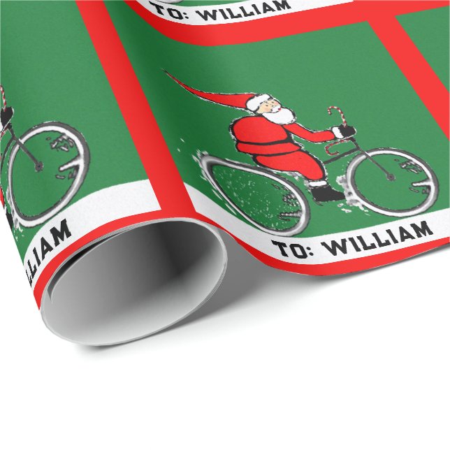 Cyclist Holiday Gift Wrapping Paper (Roll Corner)