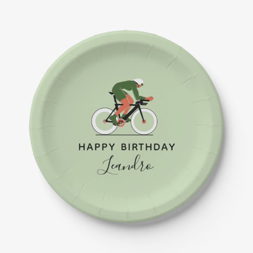 Cyclist Illustration Cycling Bike Riding Name Paper Plates