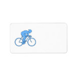 Cyclist In A Race. Blue. Label at Zazzle