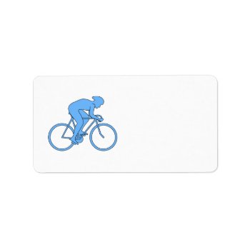 Cyclist In A Race. Blue. Label by Metarla_Sports at Zazzle