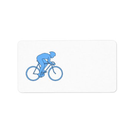 Cyclist In A Race. Blue. Label