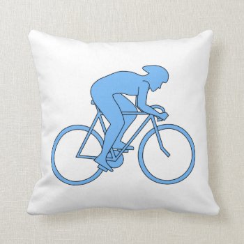 Cyclist In A Race. Blue. Throw Pillow by Metarla_Sports at Zazzle