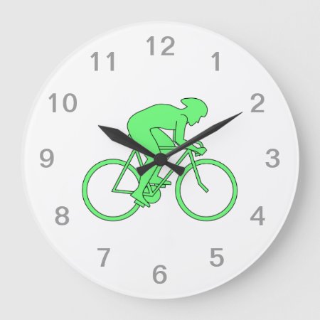 Cyclist In Green. Large Clock