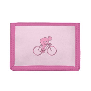 Cyclist In Pink Trifold Wallet by Metarla_Sports at Zazzle
