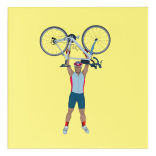 Cyclist Lifting a Bicycle Acrylic Print