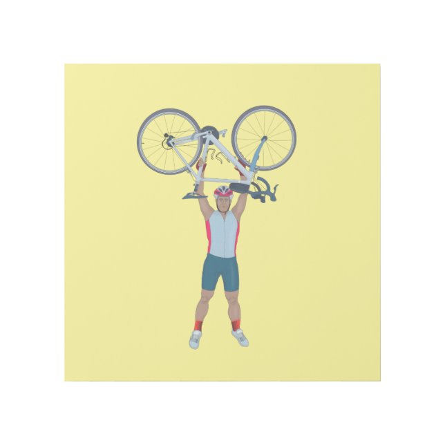 Cyclist Lifting a Bicycle Gallery Wrap (Front)