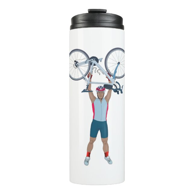Cyclist Lifting a Bicycle Thermal Tumbler (Front)