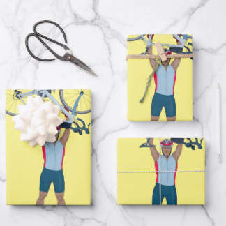 Cyclist Lifting a Bicycle Wrapping Paper Sheets