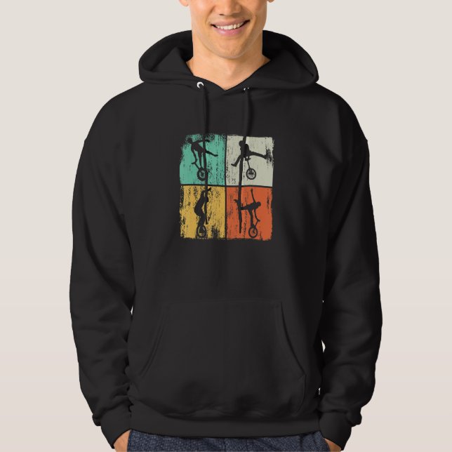 Cyclist Monocycle Unicycling Unicycle Retro For Ki Hoodie (Front)