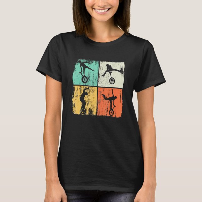 Cyclist Monocycle Unicycling Unicycle Retro For Ki T-Shirt (Front)