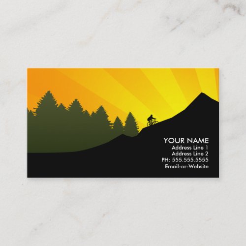 cyclist : mountain rays : business card template