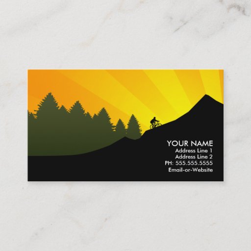 Customizable cyclist : mountain rays : business card template