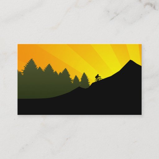 Customizable cyclist : mountain rays : business card