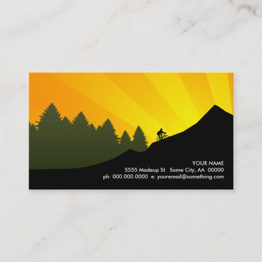 Customizable cyclist : mountain rays : business cards
