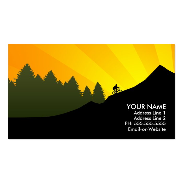 cyclist  mountain rays  business card template