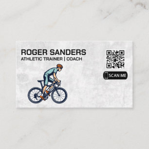 Cyclist on Bike QR Business Card
