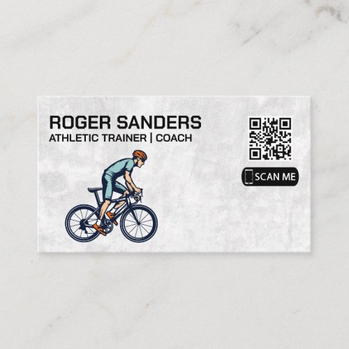 Cyclist on Bike  QR Business Card