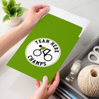 Cyclist on his bike green and black champs envelope mailers