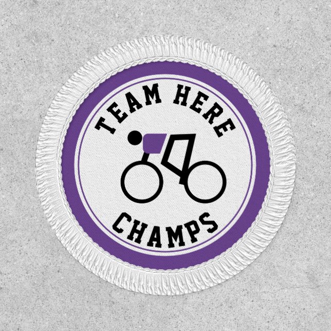 Cyclist on his bike purple black champs patch (Front)