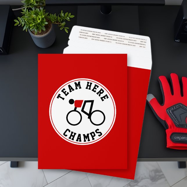Cyclist on his bike red and and black champs enve envelope mailers (Creator Uploaded)