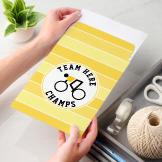 Cyclist on his bike yellow stripes champs envelope mailers