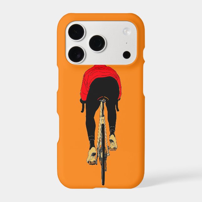 Cyclist on Orange Background Iphone Case (Back)