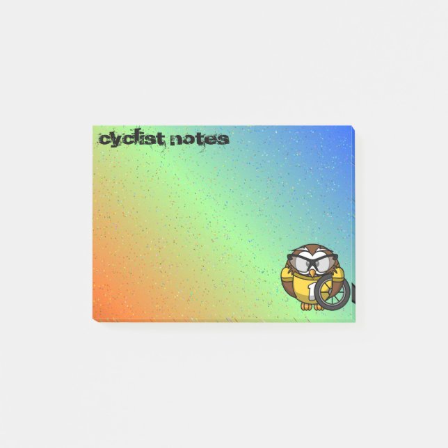 cyclist owl post-it notes (Front)