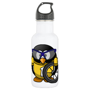 Cyclist penguin stainless steel water bottle