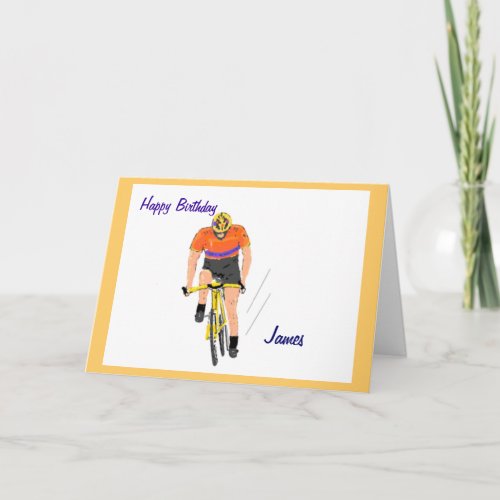 Cyclist Racing birthday card Change name Card