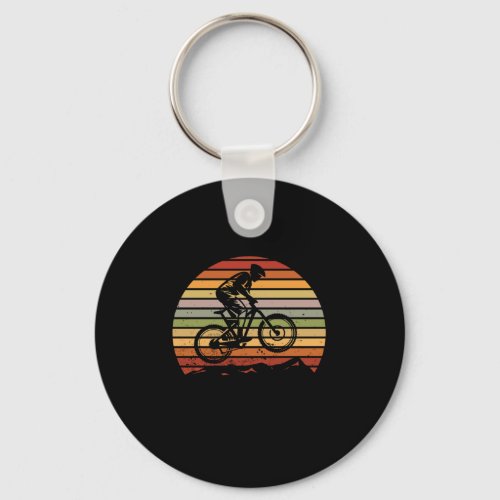 Cyclist Retro Vintage Mountain Biking Cycling Gift Keychain