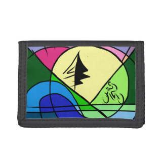Cyclist Riding Hills Original Abstract Tri-fold Wallet