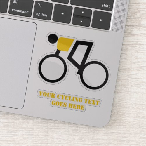 Cyclist riding his bicycle black and yellow sticker