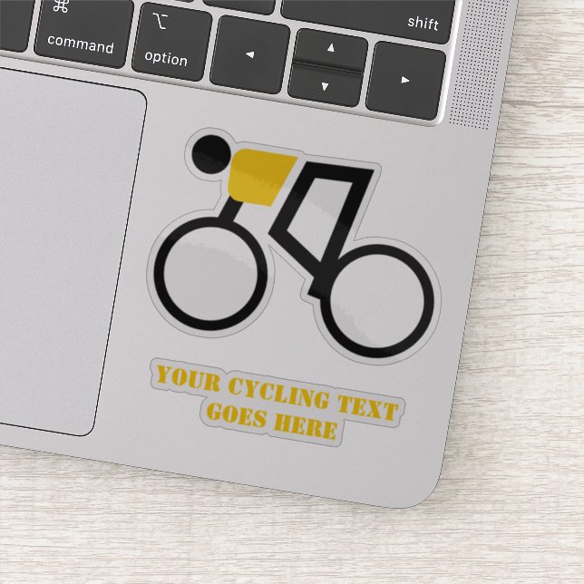 Cyclist riding his bicycle black and yellow sticker (Detail)