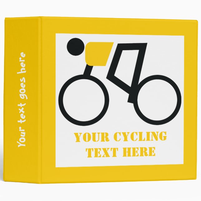 Cyclist riding his bicycle custom 3 ring binder (Front/Spine)