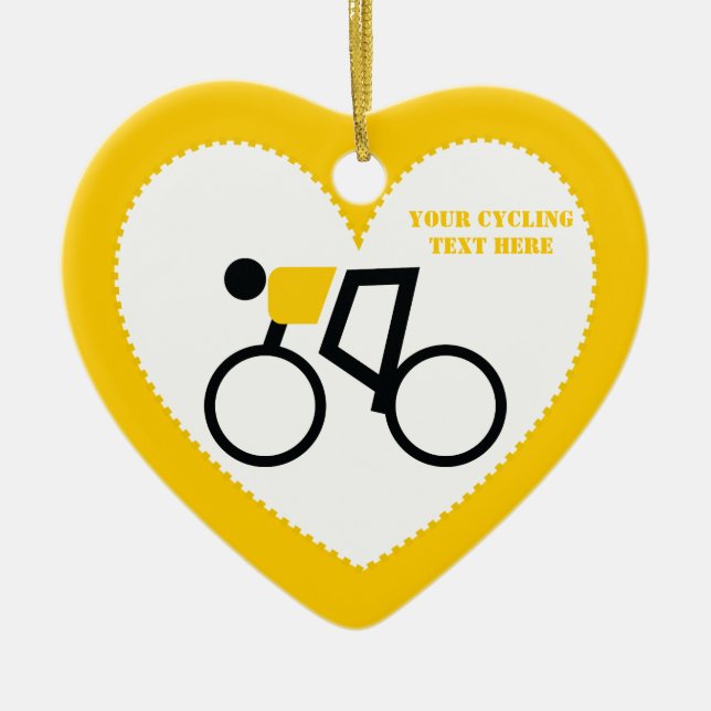 Cyclist riding his bicycle custom ceramic ornament (Front)