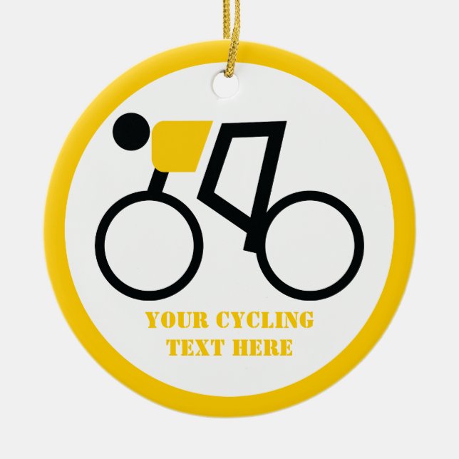 Cyclist riding his bicycle custom ceramic ornament (Front)