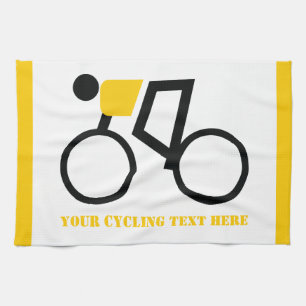 Cyclist riding his bicycle custom kitchen towel