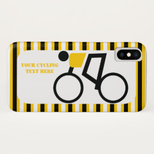 Cyclist riding his bicycle, yellow black stripes iPhone x case