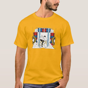 Cyclist Riding Through Car Wash Cartoon T-Shirt