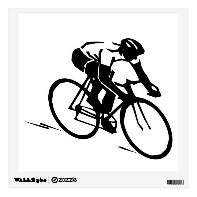 Cyclist Silhouette Bike Wall Sticker (Front)