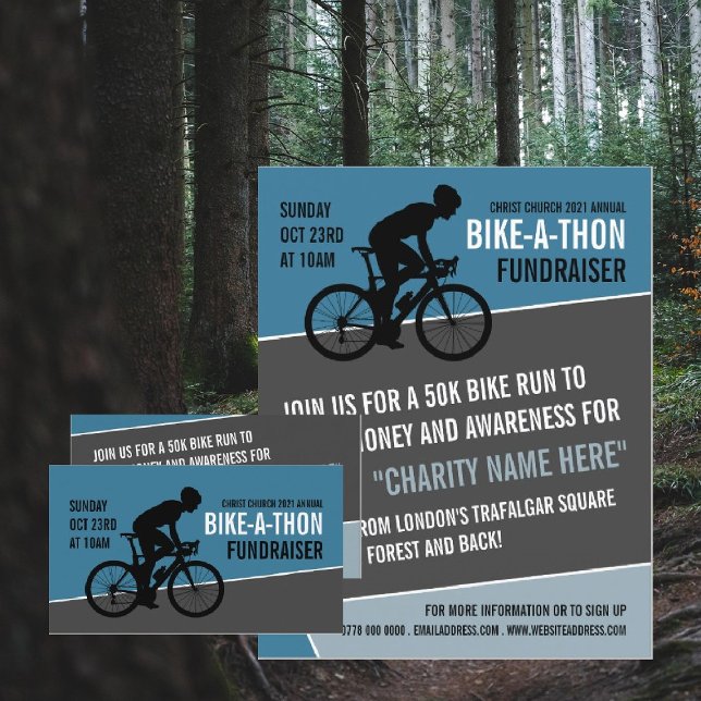 Cyclist Silhouette, Charity Bike-a-Thon Event Business Card (Creator Uploaded)
