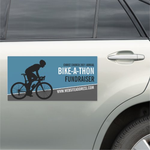 Cyclist Silhouette Charity Bike_a_Thon Event Car Magnet