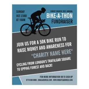 Cyclist Silhouette, Charity Bike-a-Thon Event Flyer