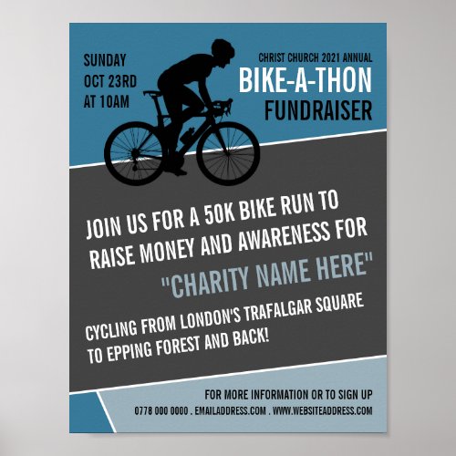 Cyclist Silhouette Charity Bike_a_Thon Event Poster