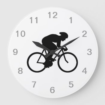 Cyclist Silhouette. Large Clock by Metarla_Sports at Zazzle