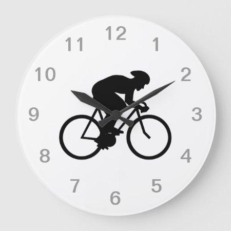 Cyclist Silhouette. Large Clock