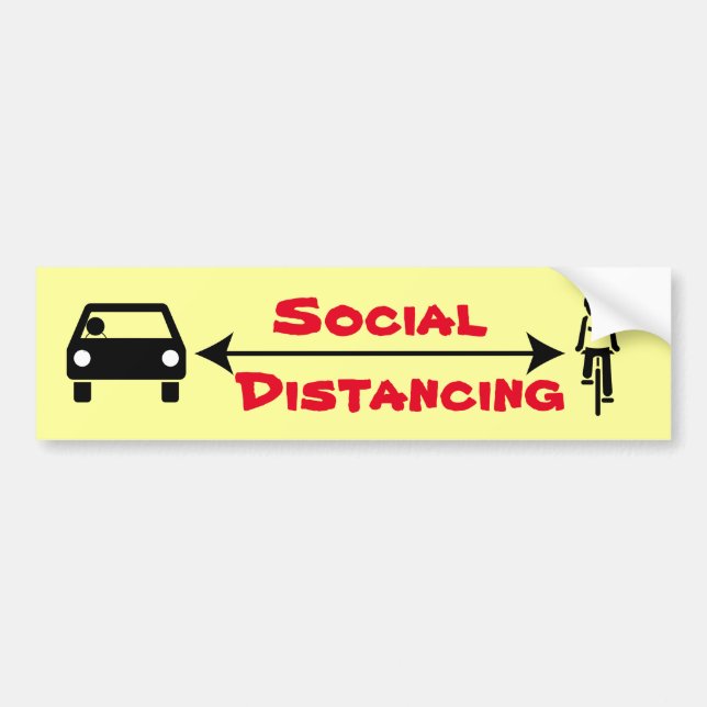 Cyclist Social Distancing Bumper Sticker (Front)