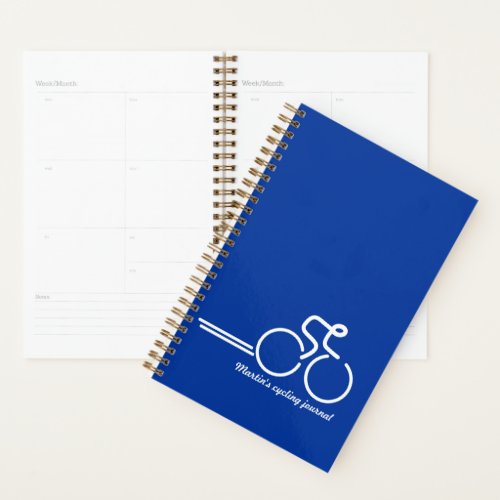 Cyclist  sports training journal blue white planner